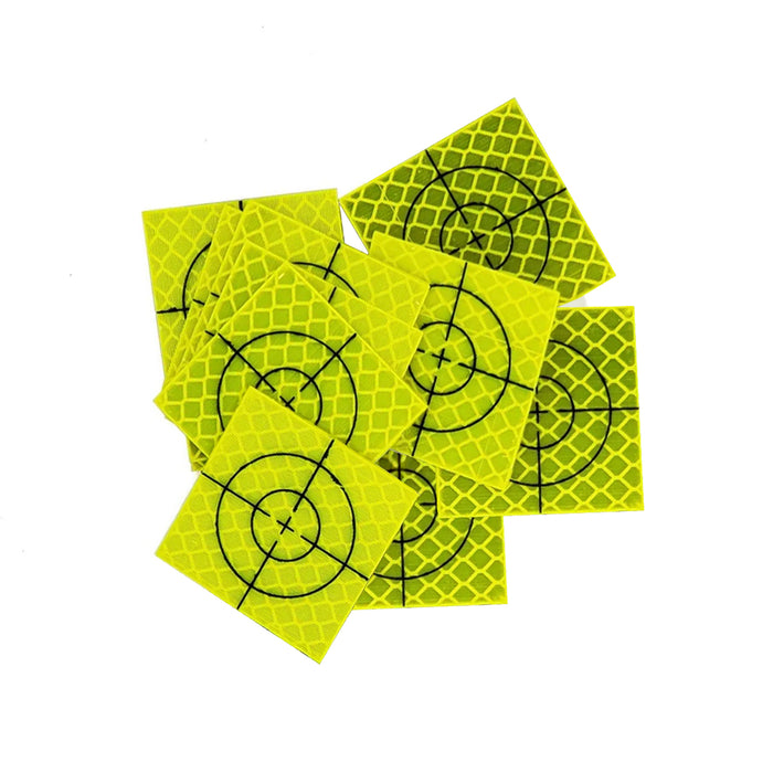 Self Adhesive 10 Pack of Retro Target Reflectors 40x40mm - Fluorescent Chartreuse