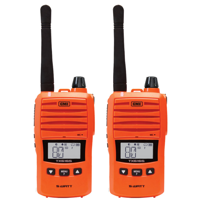 GME TX6165 Twin Pack 5 Watt Radios Blaze Orange