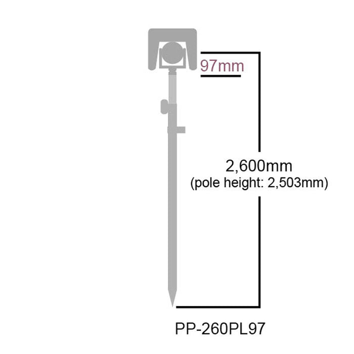 Myzox Screw Lock Prism Pole - 2.6m with 97mm Offset